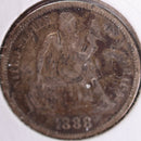 1888 Seated Liberty Silver Dime, Very Fine Circulated Coin, Store