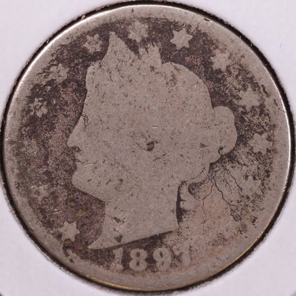 1897 Liberty Nickel, About Good Circulated Coin. Store #12004