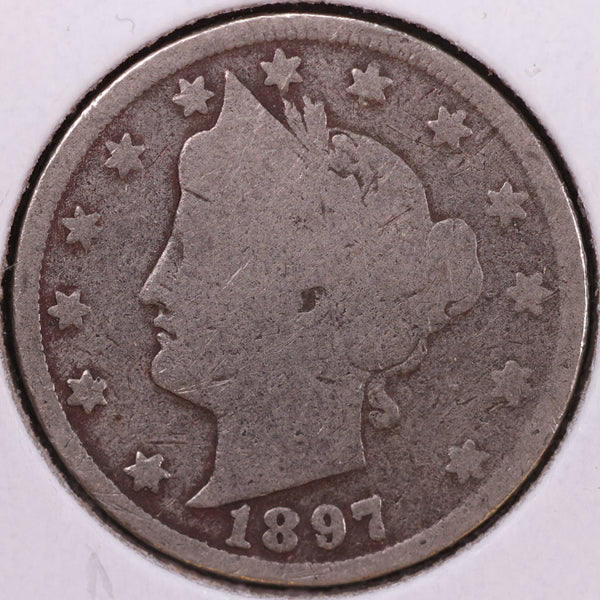 1897 Liberty Nickel, About Good Circulated Coin. Store #12005