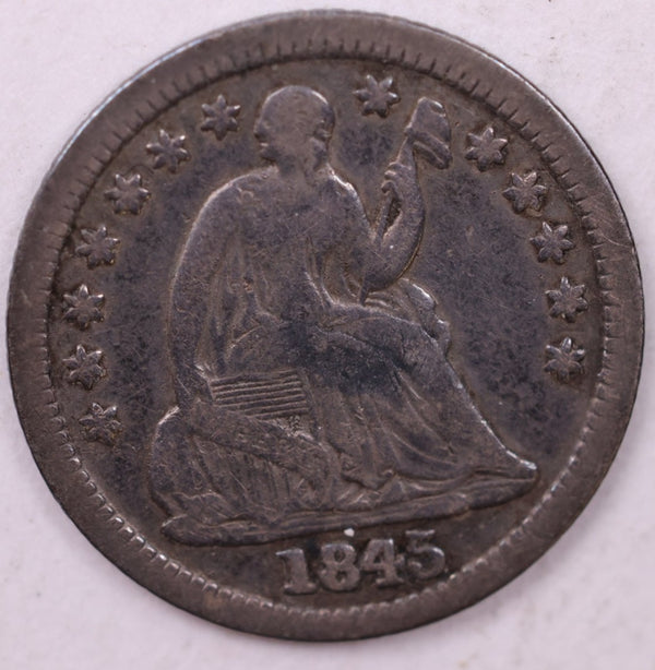 1845 Seated Liberty Half Dime., XF., Coin., Store Sale #18882