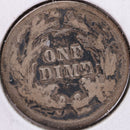 1891 Seated Liberty Silver Dime, Very Fine Circulated Coin, Store