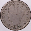 1901 Liberty Nickel, Good Circulated Coin. Store