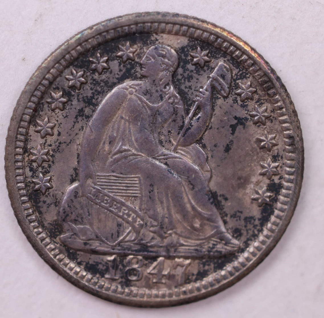 1847 Seated Liberty Half Dime., Uncirculated, Coin., Store Sale #18884