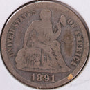 1891-S Seated Liberty Silver Dime, Extra Fine+ Circulated Coin, Store