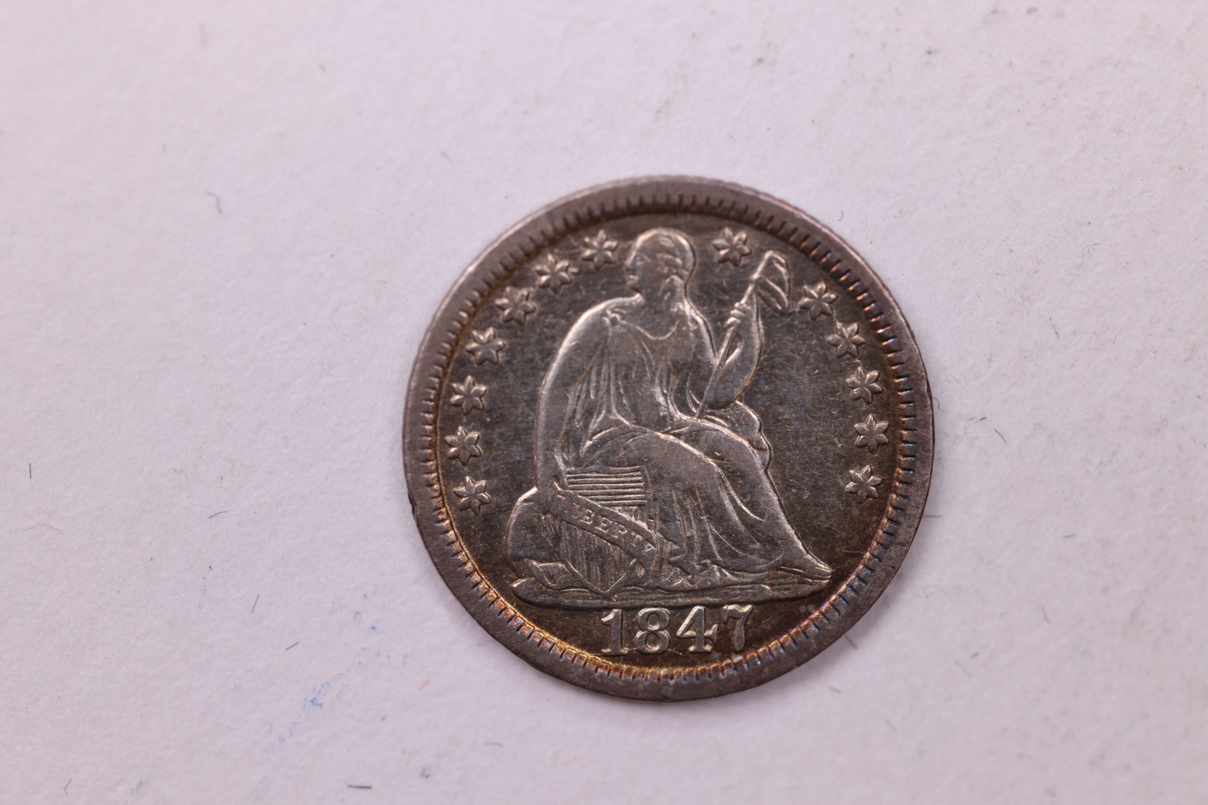 1847 Seated Liberty Half Dime., Uncirculated Coin., Store Sale #18887