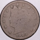 1902 Liberty Nickel, Good Circulated Coin. Store