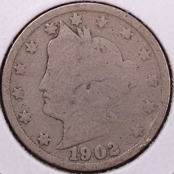 1902 Liberty Nickel, Good Circulated Coin. Store #12016