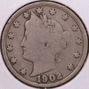 1902 Liberty Nickel, Very Good Circulated Coin, details. Store
