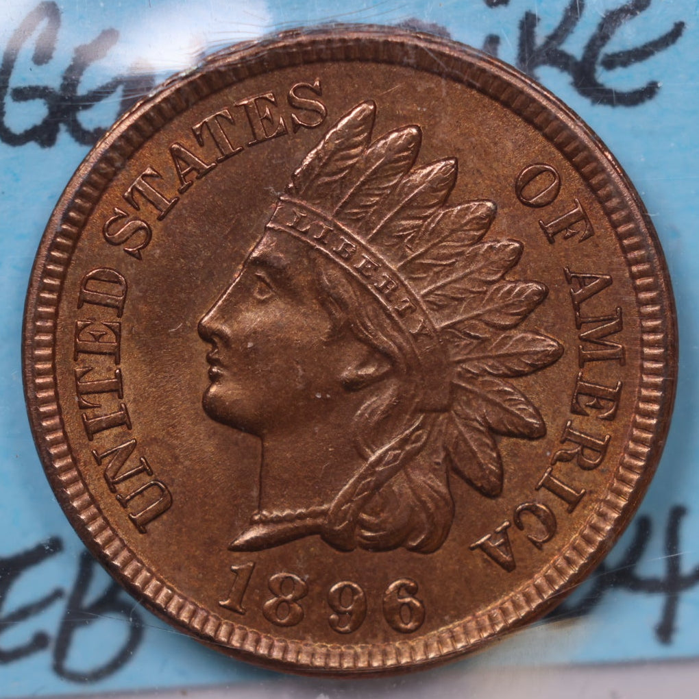1896 Indian Head Cent, Gem Strike, Mint State Uncirculated Coin, Store #CT1505