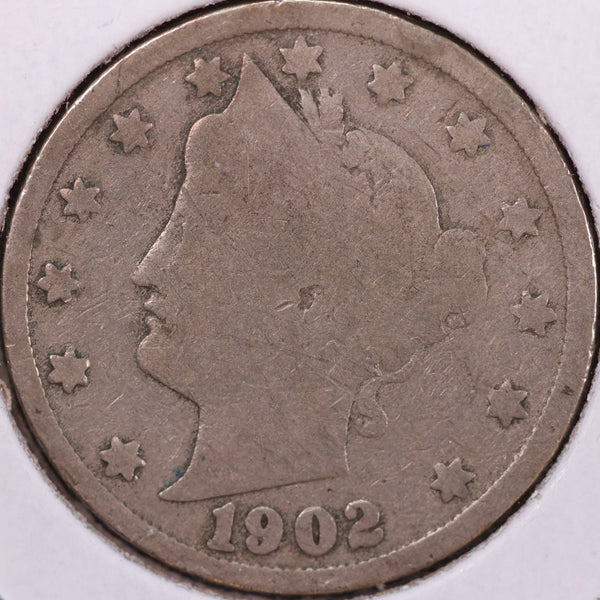 1902 Liberty Nickel, Good Circulated Coin. Store #12018