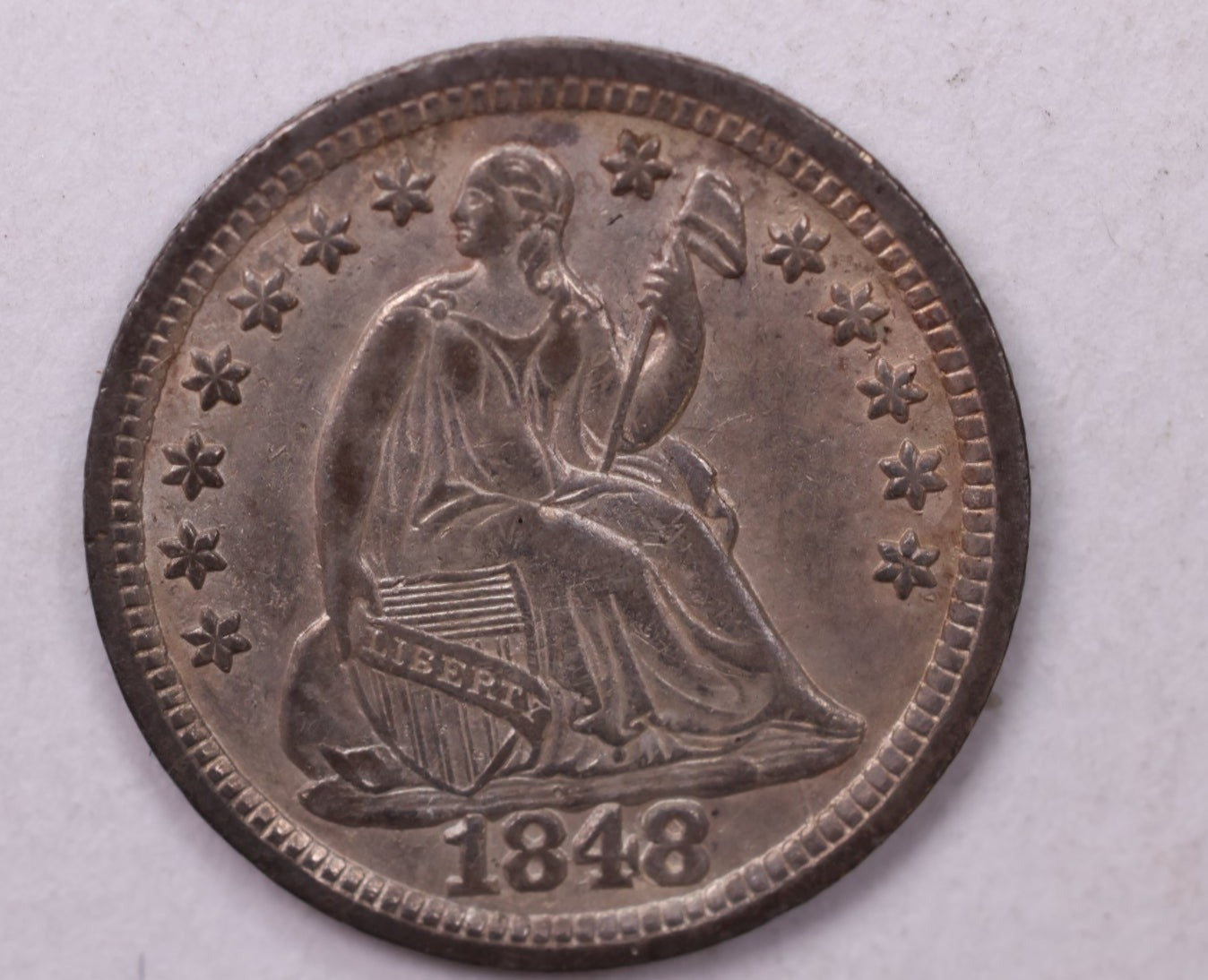1848/8/7/6 Seated Liberty Half Dime., AU Coin., Store Sale #18890