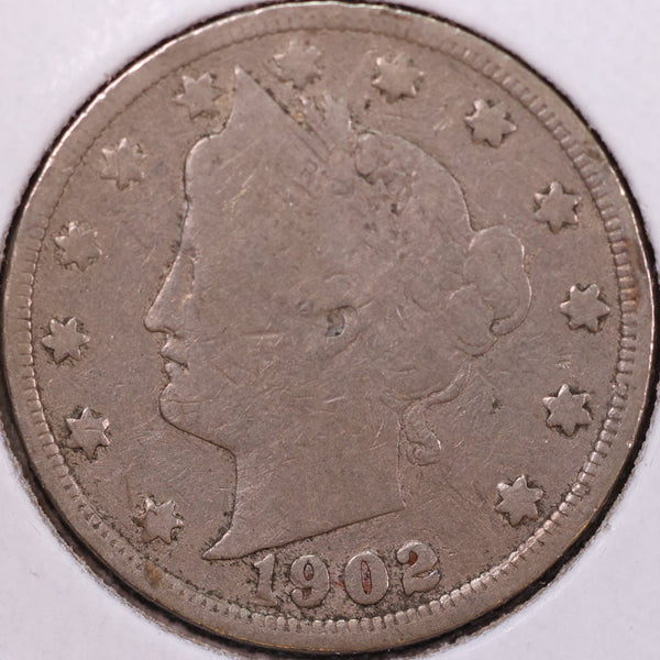 1902 Liberty Nickel, Good+ Circulated Coin. Store #12019