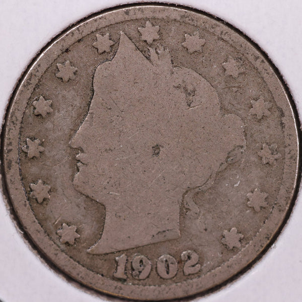 1902 Liberty Nickel, Good Circulated Coin. Store #12021