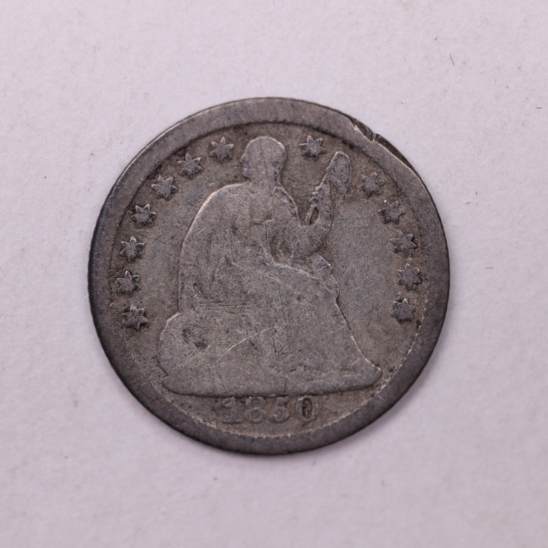 1850 Seated Liberty Half Dime., VG Coin., Store Sale