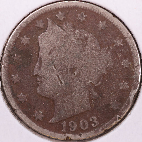 1903 Liberty Nickel, Good Circulated Coin. Store #12026