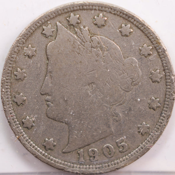 1905 Liberty Nickel, About Good Circulated Coin, Store #NL137