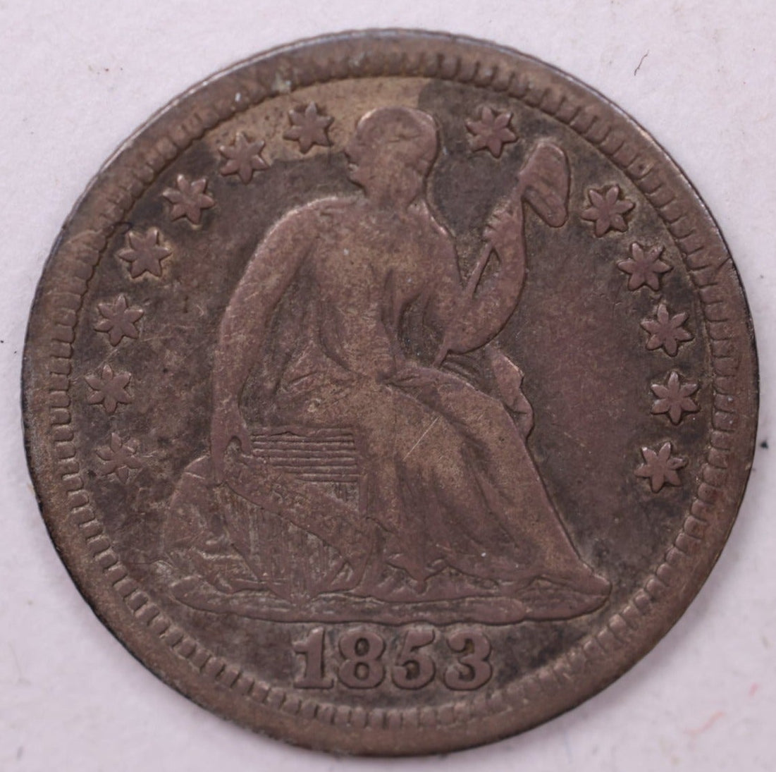 1853 Seated Liberty Half Dime No Arrows, VF+ Coin., Store Sale #18898