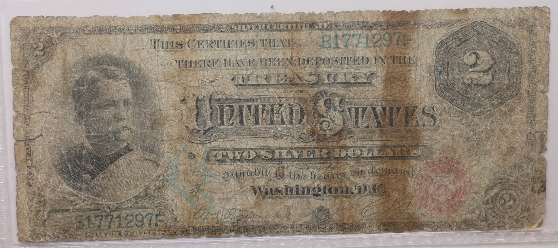 1886 $2 Silver Certificate, PCGS Good-4, Very Worn, Store #GLSC002.