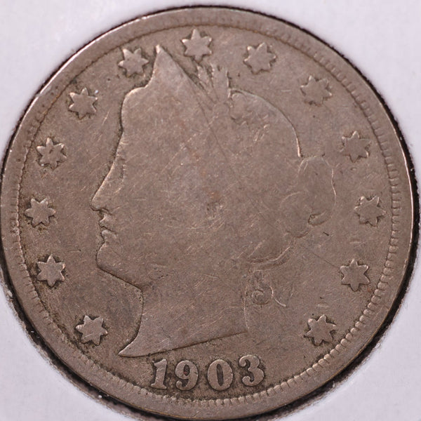 1903 Liberty Nickel, Good Circulated Coin. Store #12032