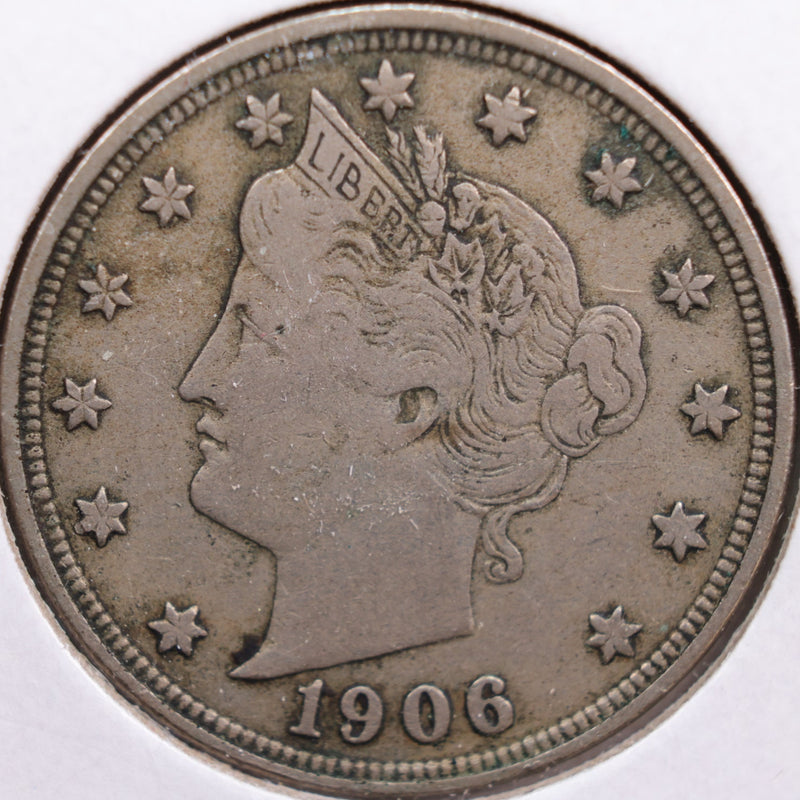 1906 Liberty Nickel, Very Fine Circulated Coin, Store