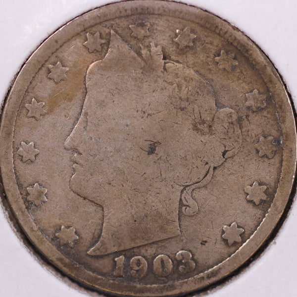 1903 Liberty Nickel, Good Circulated Coin. Store #12033