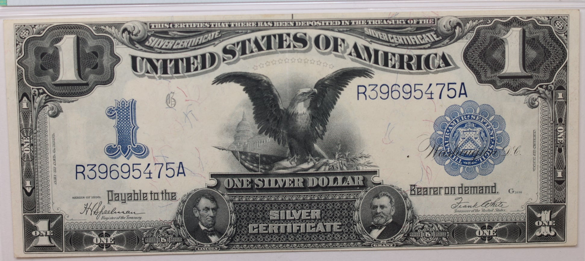 1899 $1 Silver Certificate, PMG VF-35, EPQ, Nice Color, Store #GLSC009.