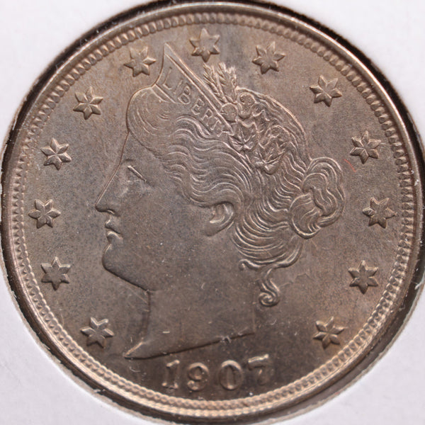 1907 Liberty Nickel, Mint State Uncirculated Coin, Store #NL143