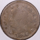 1904 Liberty Nickel, Very Good Circulated Coin. Store