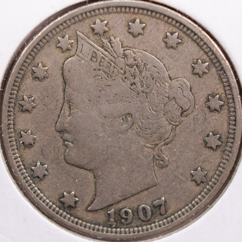 1907 Liberty Nickel, Fine Circulated Coin, Store