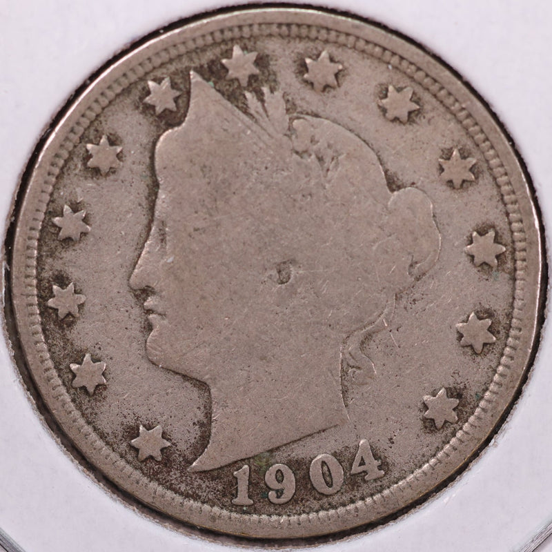 1904 Liberty Nickel, Very Good Circulated Coin. Store