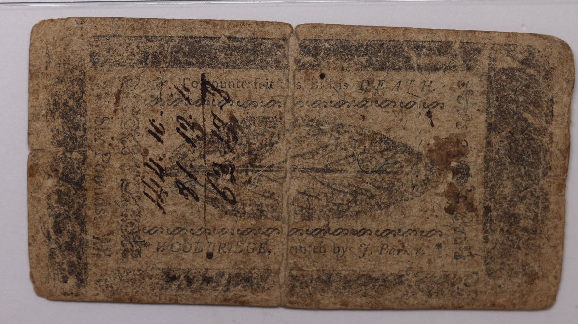 May 1, 1758, 6 Pounds, Fr# NJ-118, PMG VF-20, Store #GCY031.