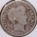 1902 Barber Silver Dime, Very Good Circulated Coin, Store