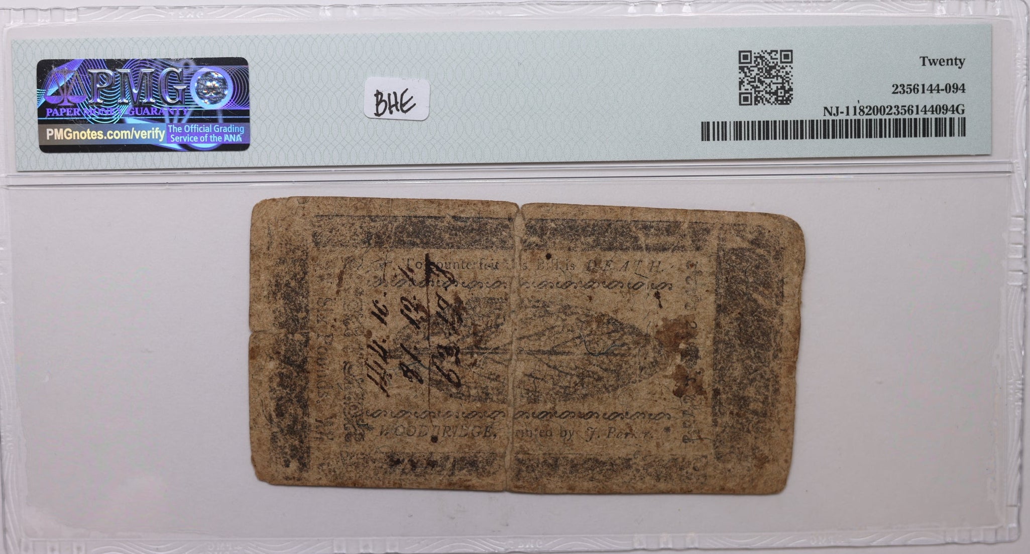 May 1, 1758, 6 Pounds, Fr# NJ-118, PMG VF-20, Store #GCY031.