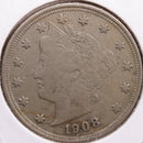 1908 Liberty Nickel, Fine+ Circulated Coin, Store