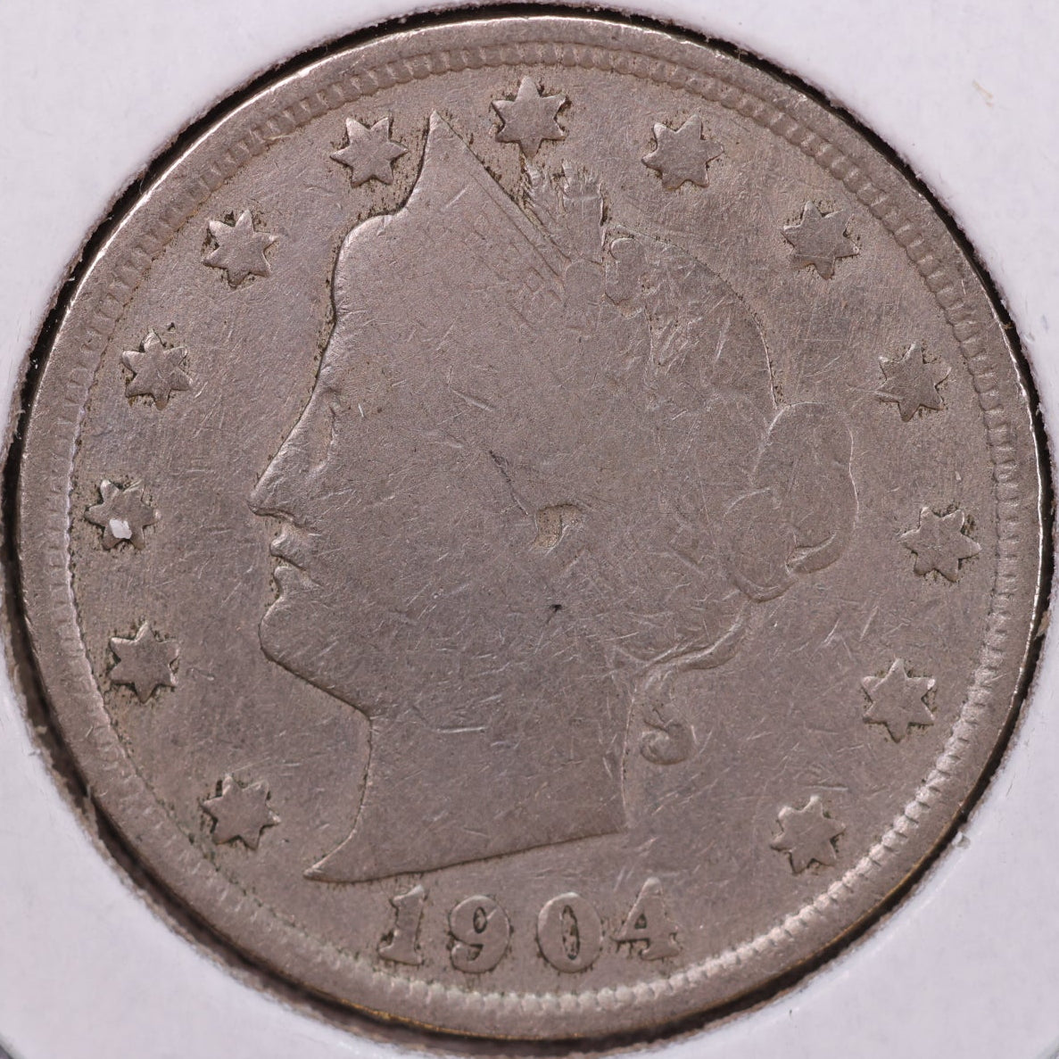 1904 Liberty Nickel, Very Good Circulated Coin. Store #12044