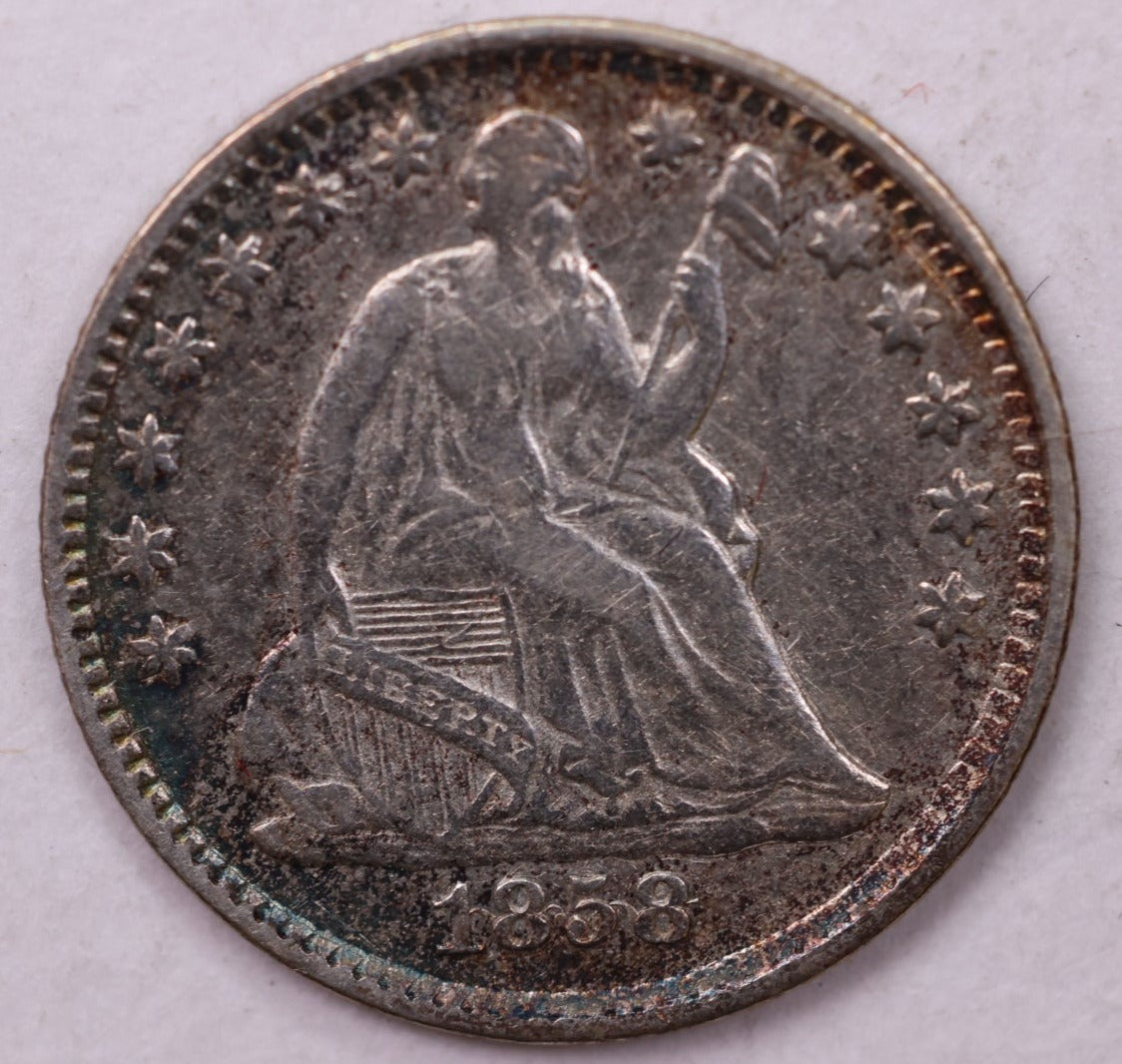 1858 Seated Liberty Half Dime., Inverted Date., Store Sale #18914