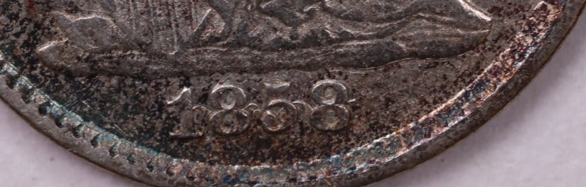 1858 Seated Liberty Half Dime., Inverted Date., Store Sale #18914