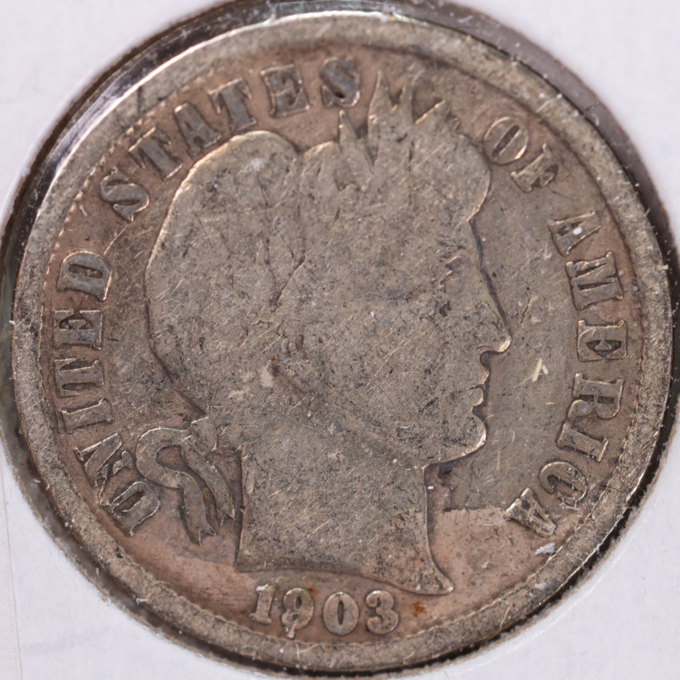 1903 Barber Silver Dime, Very Good+ Circulated Coin, Store #DE0551