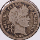 1903 Barber Silver Dime, Very Good Circulated Coin, Store