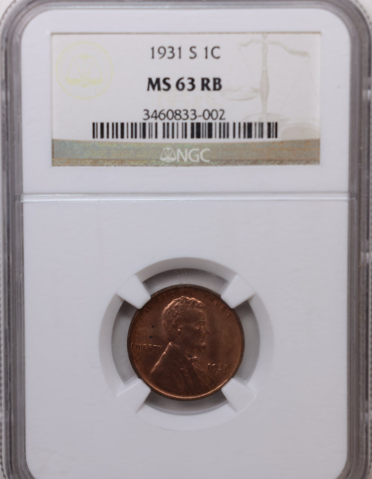 1931-S Lincoln Wheat Cents, NGC MS-63, Red/Brown, Store #CT1571.