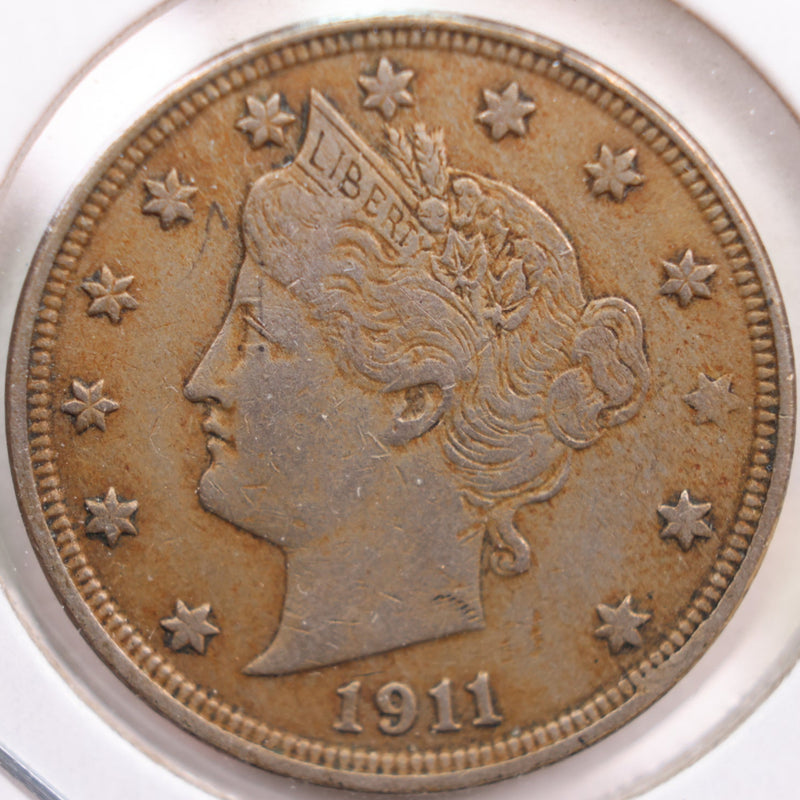 1911 Liberty Nickel, Very Fine Circulated Coin, Store