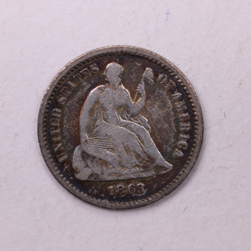 1863 Seated Liberty Half Dime., V.F., Store Sale