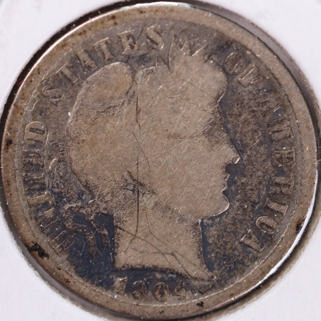 1904-S Barber Silver Dime, Good Circulated Coin, Store #DE0553