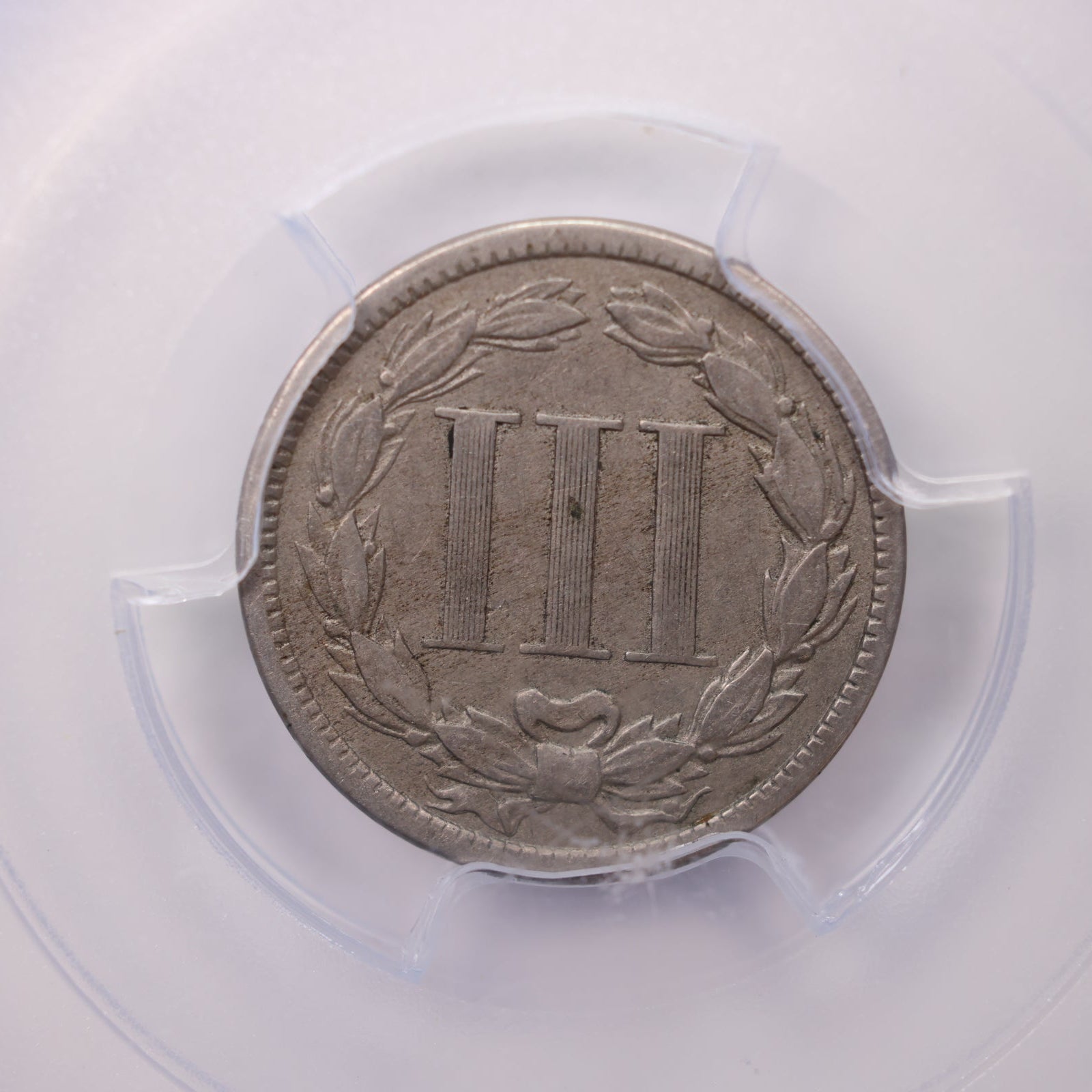 1885 3 Cent CN, Tough Date. Graded and Certified, PCGS VF-35, SALE #G3C012.