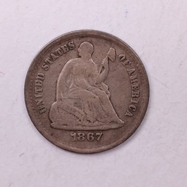 1867-S Seated Liberty Half Dime., X.F., Store Sale #18925