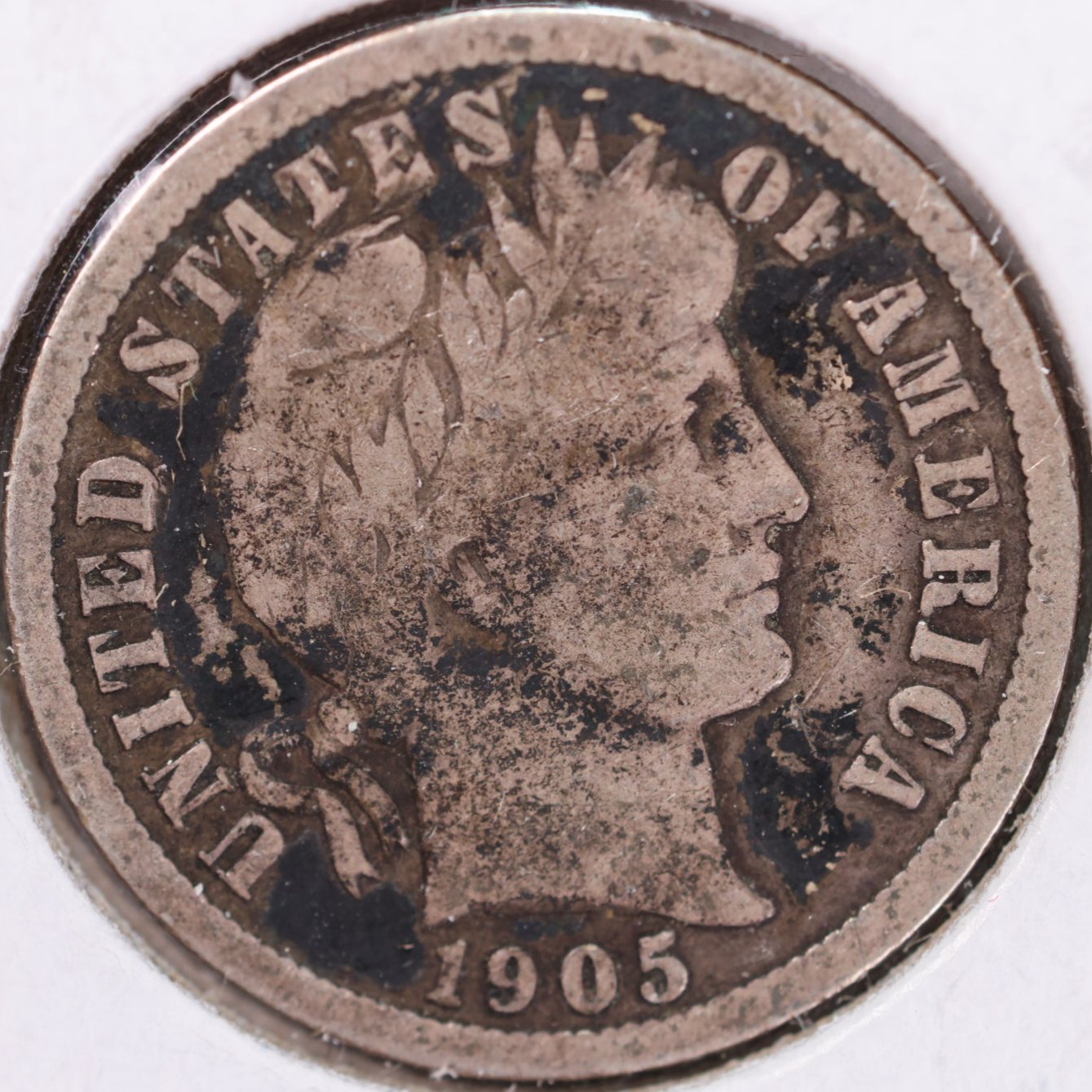 1905 Barber Dime, Very Good Circulated Coin, Store #DE0554