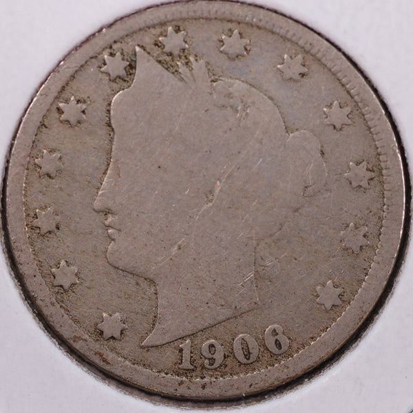 1906 Liberty Nickel, Good Circulated Coin. Store #12057