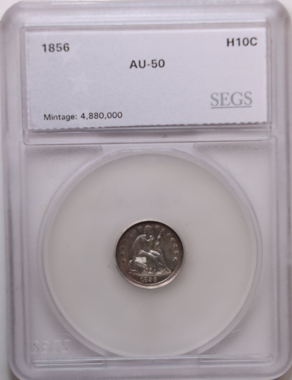 1856 Seated Liberty Half Dime, About Uncirculated Coin., STORE #HE