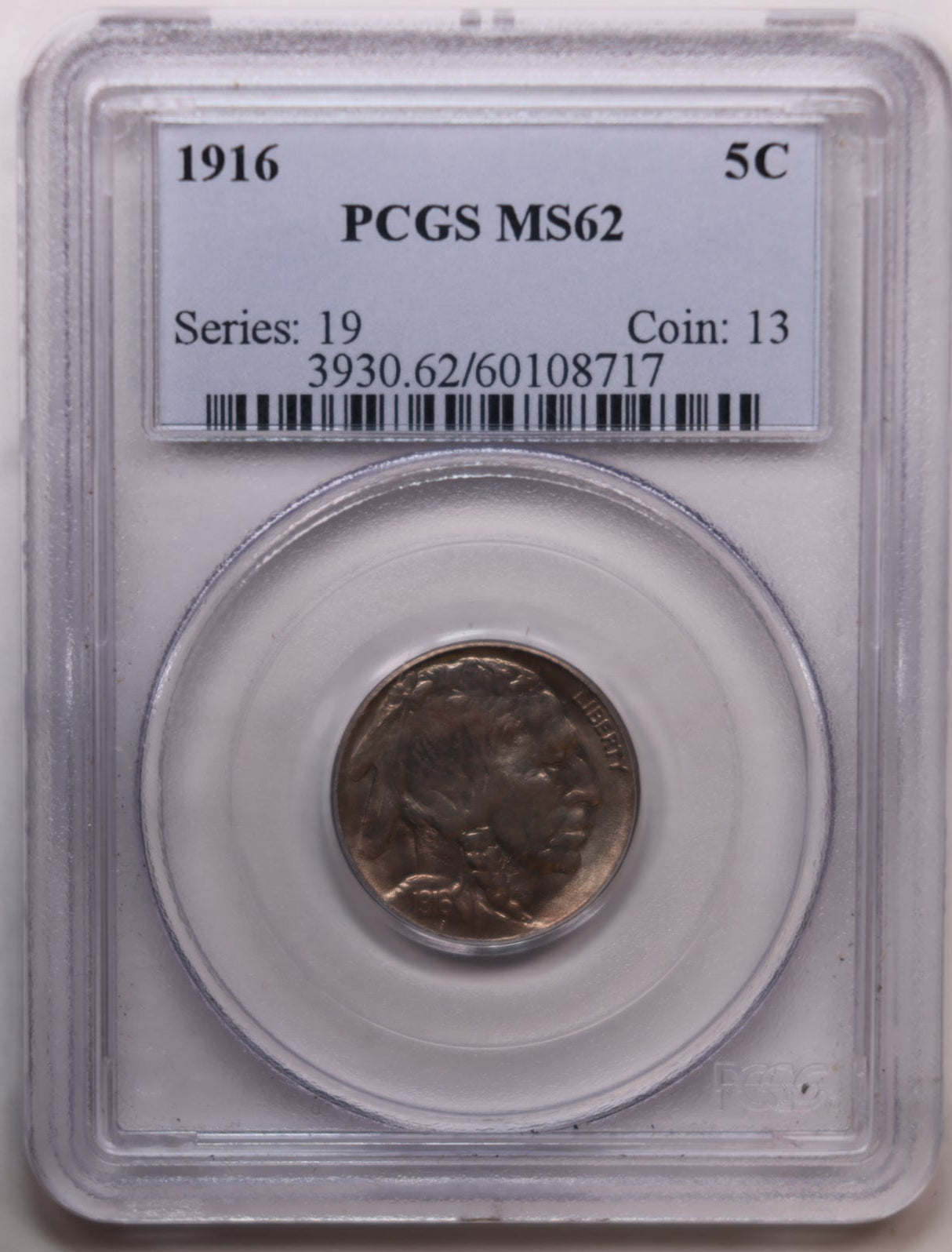 1916 Buffalo Nickel, Nice Strike, PCGS Graded MS-62, Store SALE #GNL059