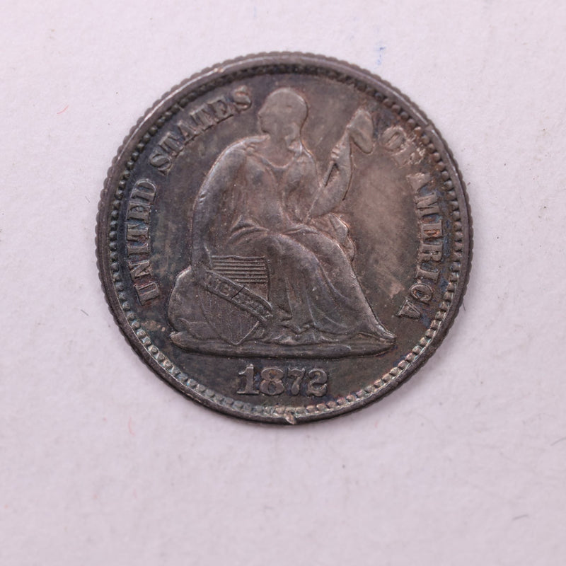 1872 Seated Liberty Half Dime., A.U., Store Sale